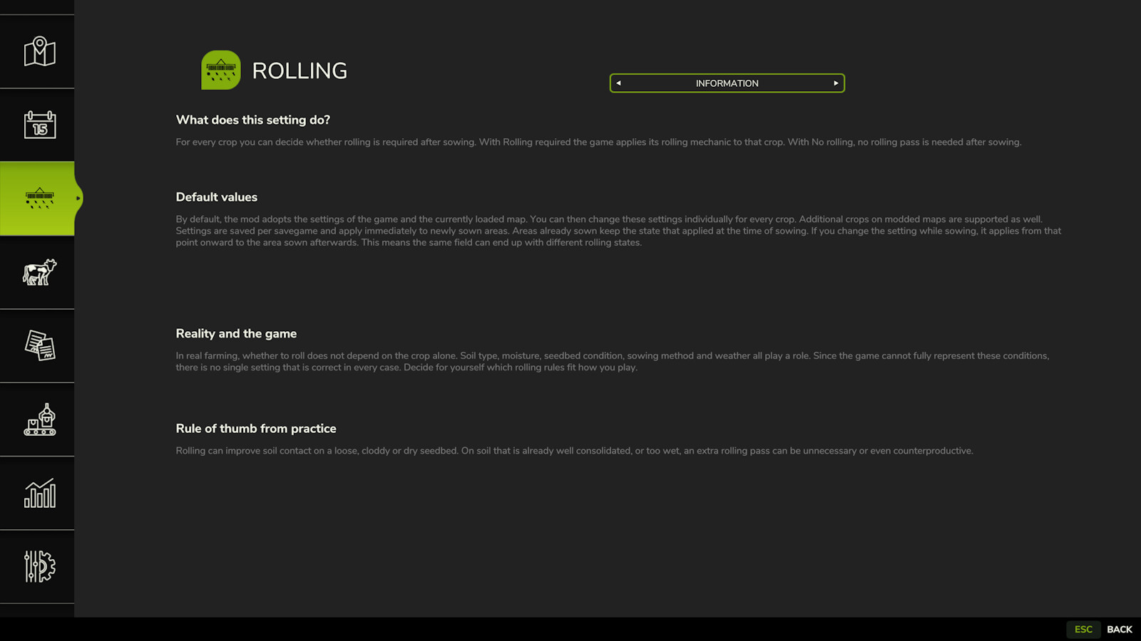 Crop-Dependent Rolling