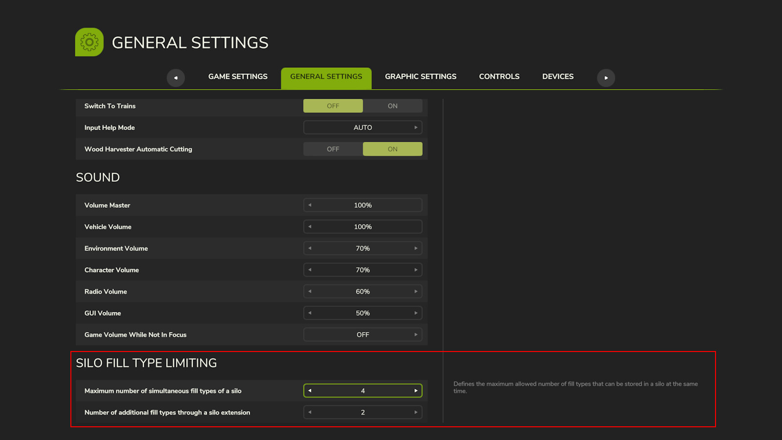Silo Filltype Limiting