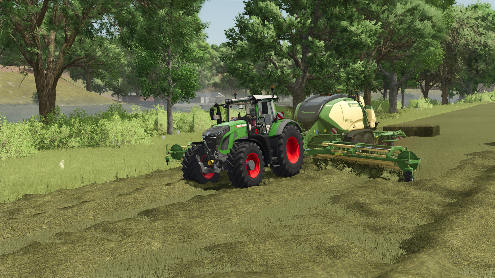 Pack Of Balers With Windrower