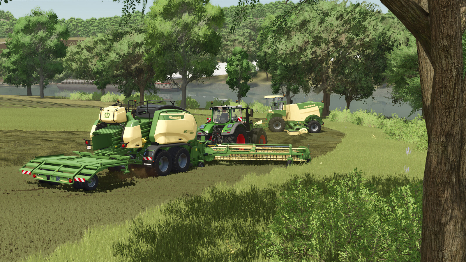 Pack Of Balers With Windrower
