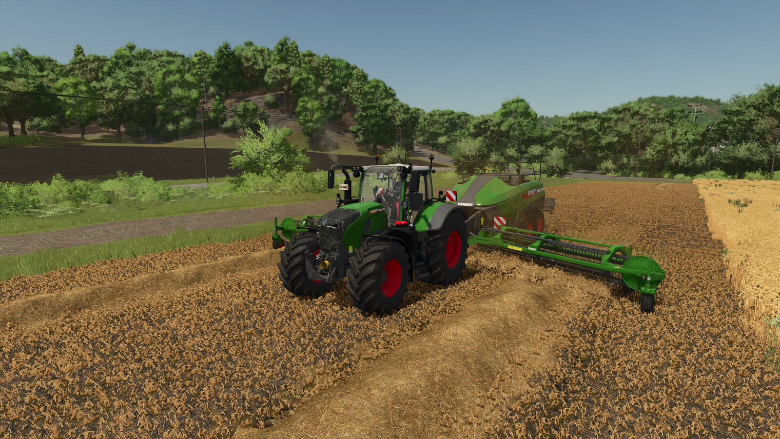 Pack Of Balers With Windrower