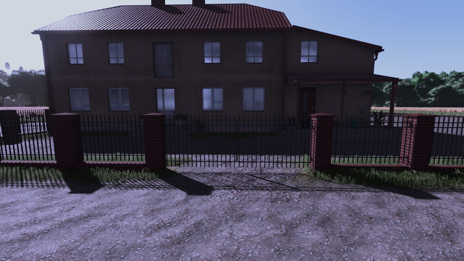 Red Brick And Metal Fence