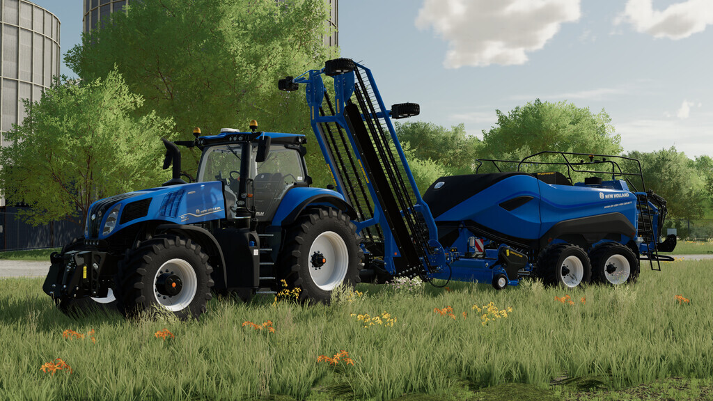 Pack Of Balers With Windrower