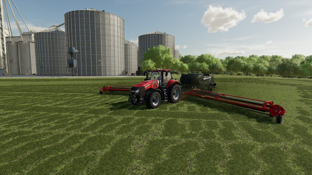Pack Of Balers With Windrower