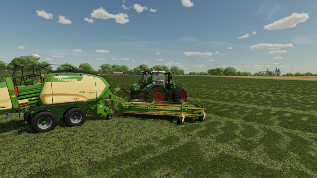 Pack Of Balers With Windrower