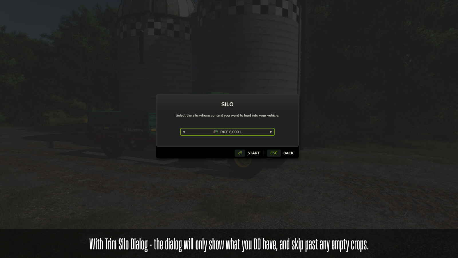 Trim Silo Dialog